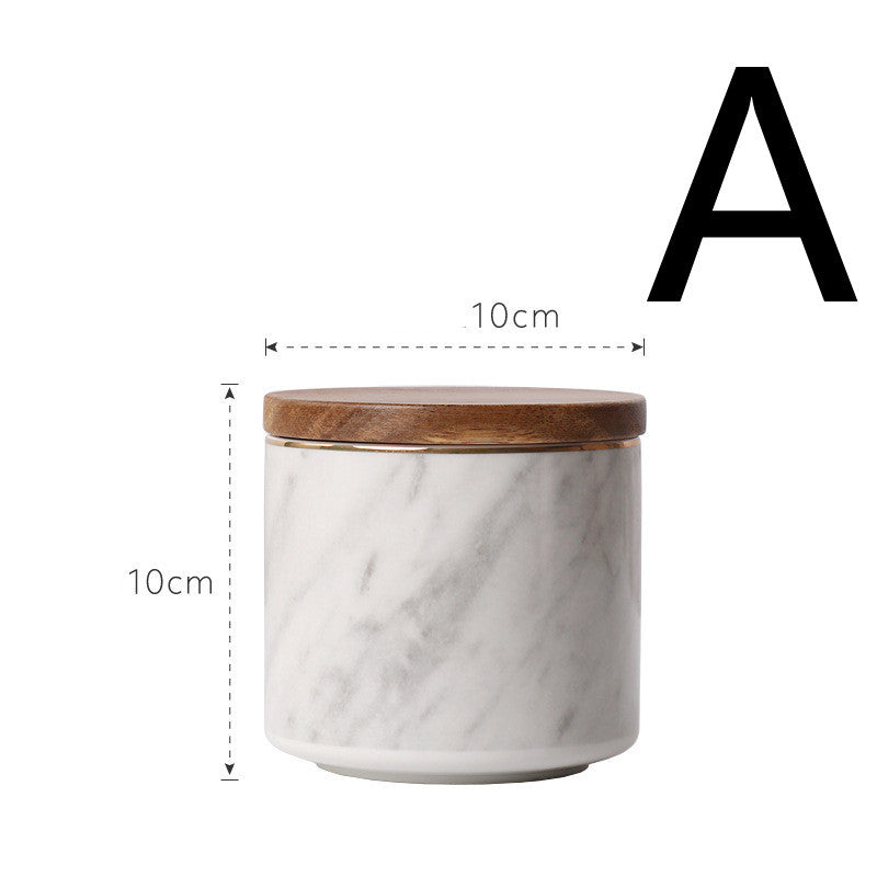 Marble Pattern Sealed Ceramic Storage Jar With Lid
