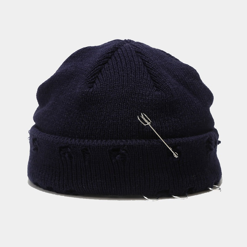 New Style Knit Hat With Hoop Pin Hole