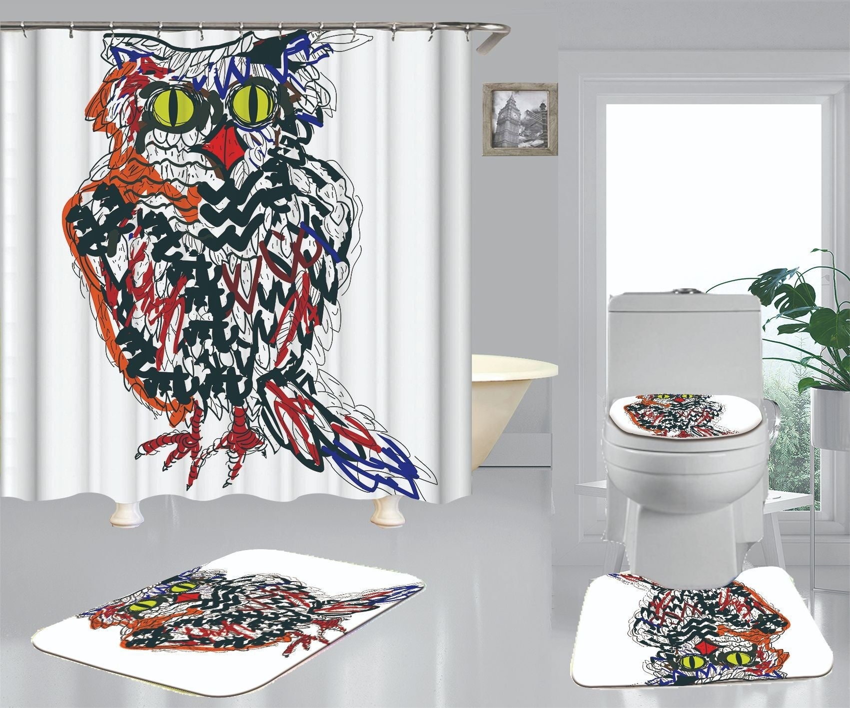 Afro  Pattern Polyester Digital Shower Curtain