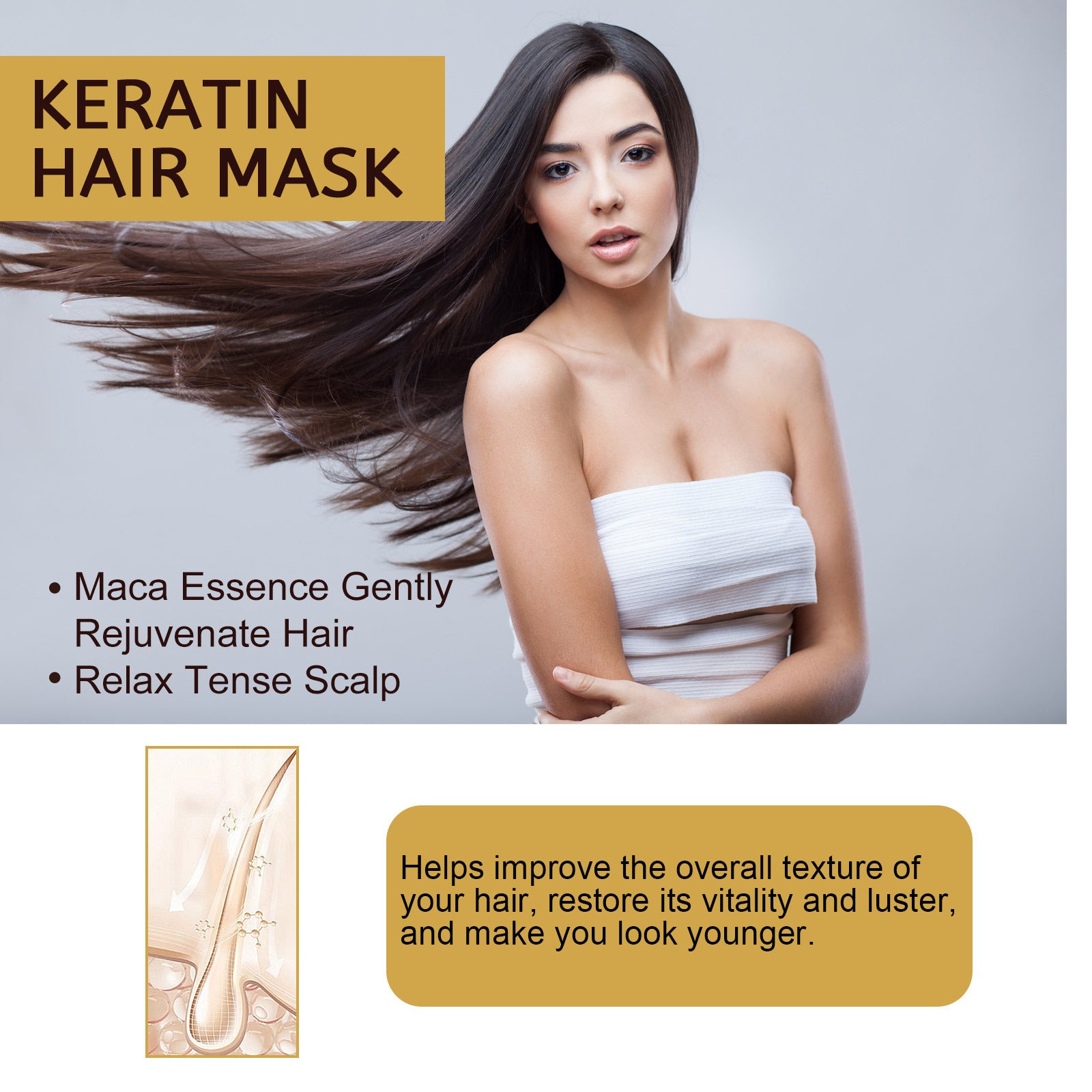 Masque Capillaire Réparateur Hydratant Réparation Profonde Cheveux Abîmés Anti-dessèchement Pointes Fourchues Anti-chute