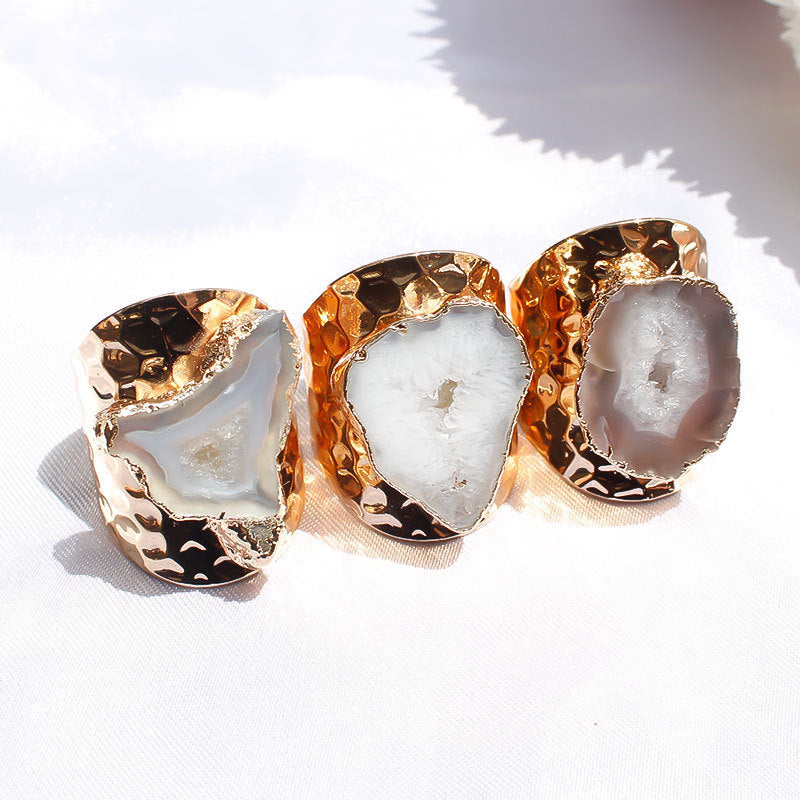 Natural Agate Crystal Hole Ring Natural Stone Rough Stone Slice