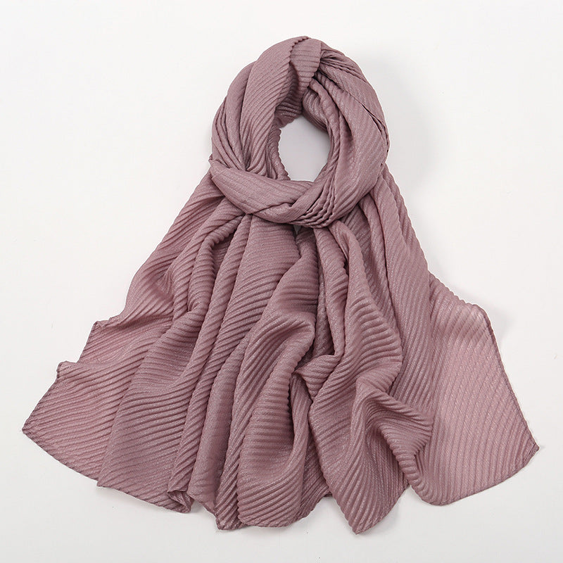 Pure Color Crumpled Polyester Soft Women's Casual Scarf