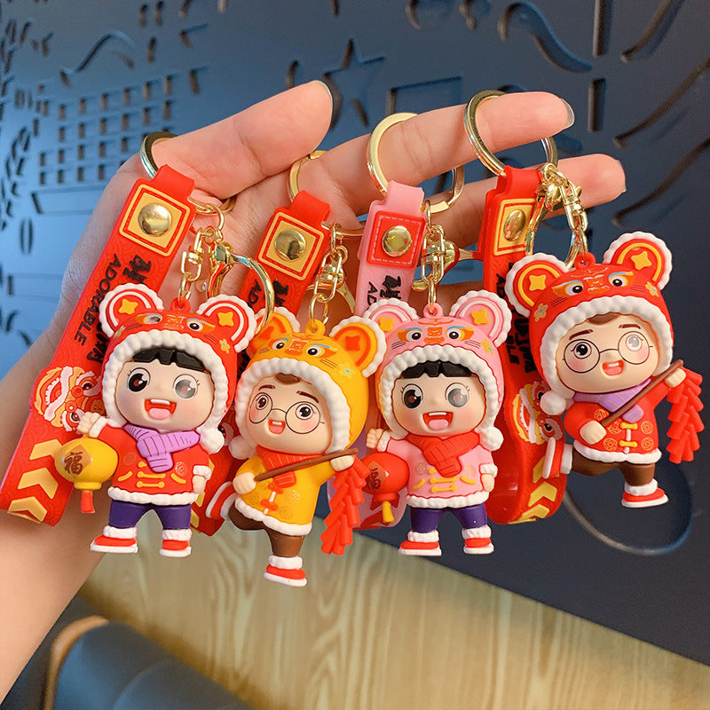 Creative Cute Tiger Head Doll Keychain