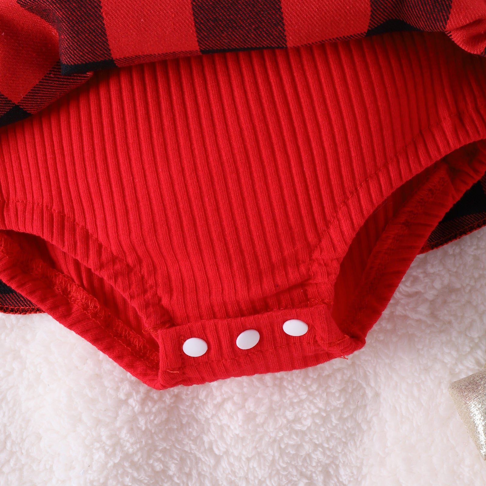Children's Girl Baby Christmas Pit Stripe Spliced Lace Plaid Triangle Wrap Fart Set