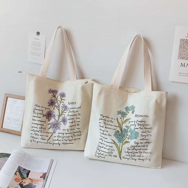 Literary And Retro Large-capacity Student Class Tote  Canvas Bag