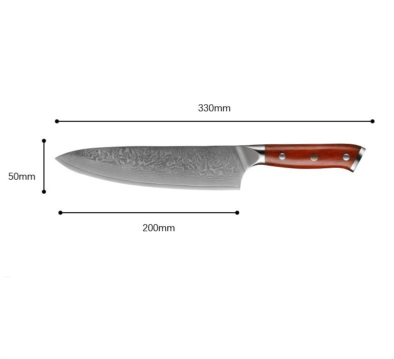 Ebony Handle Damascus Steel Knife 8-inch Chef Knife