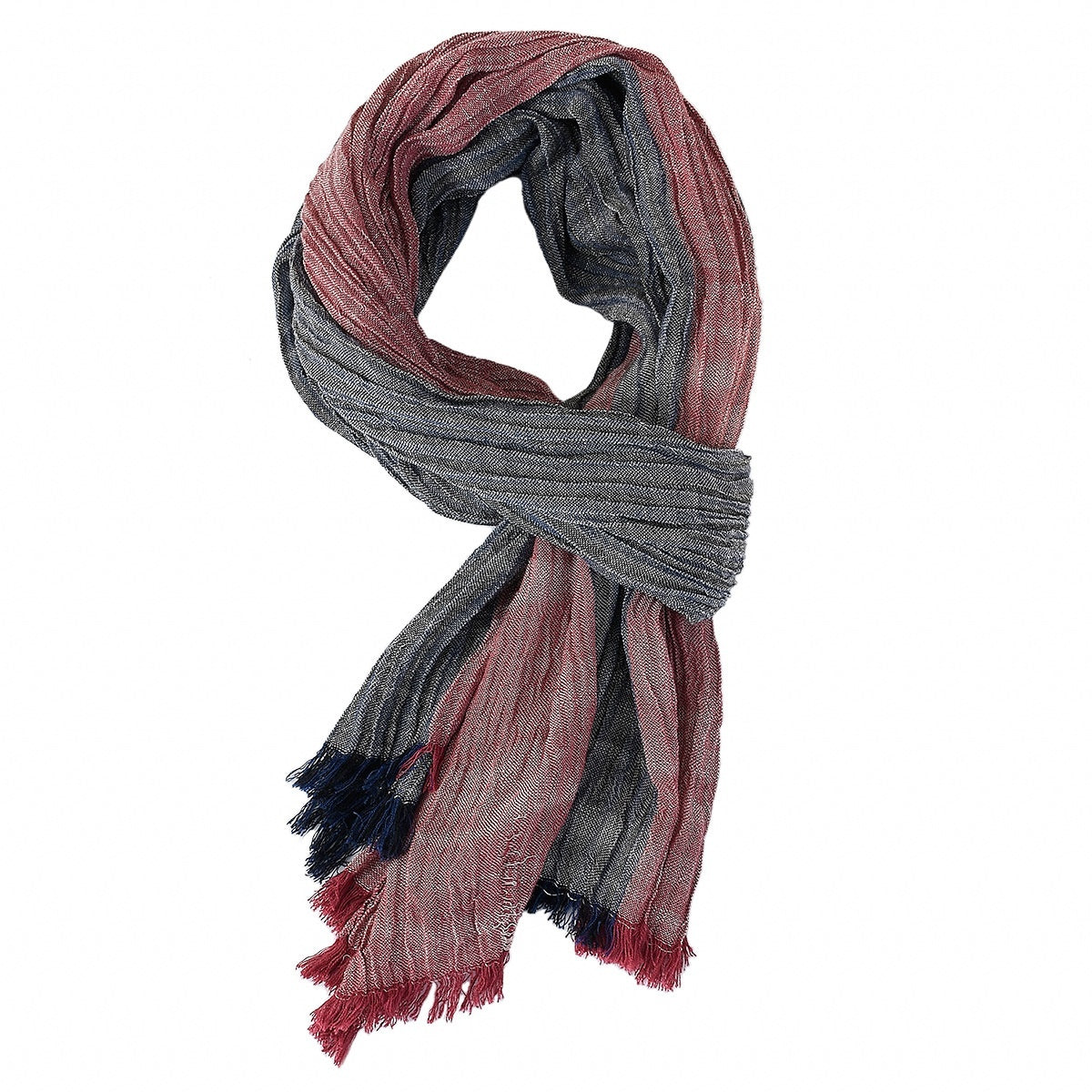 Men's Spring And Summer Thin Striped Scarf Navy Blue Color Matching Thin