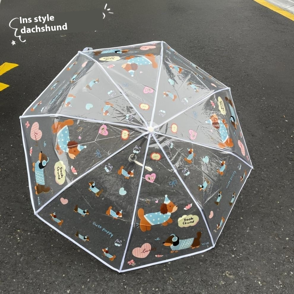 Cute Cartoon Three Fold Manual Long Handle Thickened