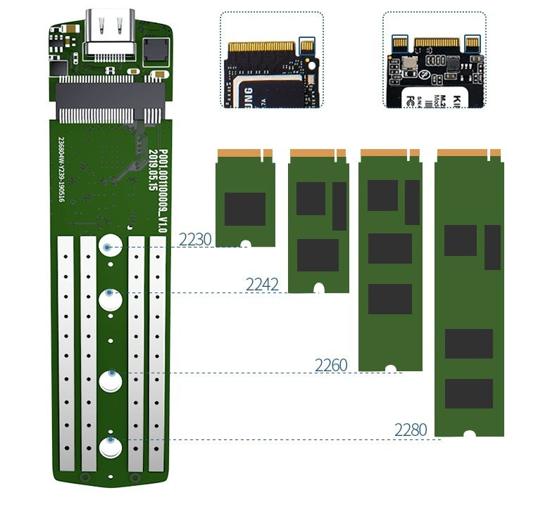 M. 2nvme To Usb3 1gen2 External Ngff Reader Lightning 3-turn Universal Type-C Mobile Hard Disk Box