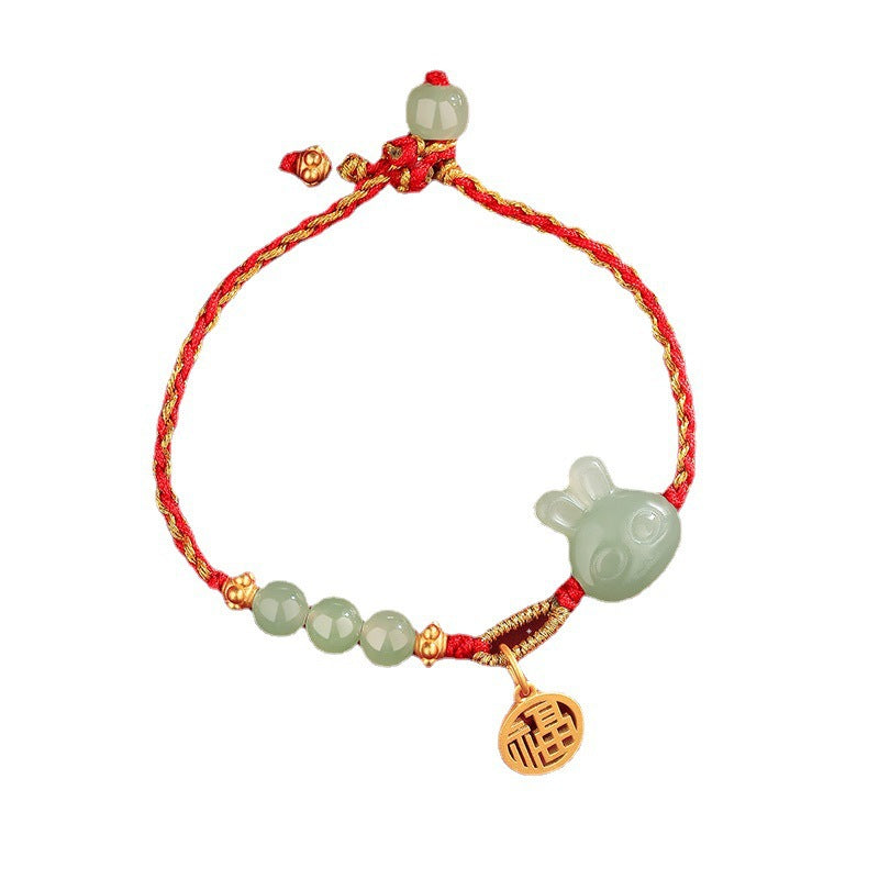 Fashion Blessing Card Rabbit Red Rope Bracelet