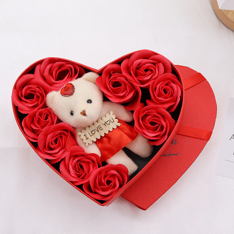 Boîte cadeau Cœur de Roses en Savon Saint-Valentin Fête des Mères