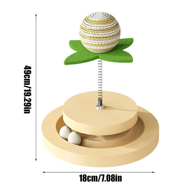 Jouet pour chat à ressorts, tapis à gratter naturel en sisal, jouet interactif pour chaton avec circuit de balle, balle à ressort, jouet automatique pour chat d'intérieur