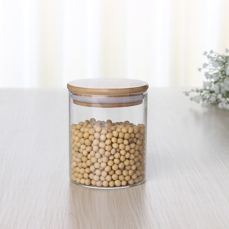 Glass Storage Jar With Bamboo Lid For Storing Tea