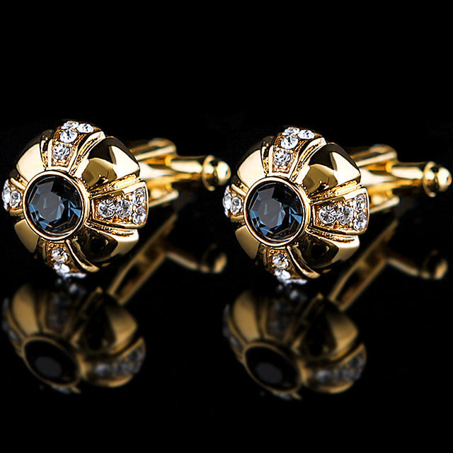 Men's Fashion Gold Umbrella Diamond French Cufflinks