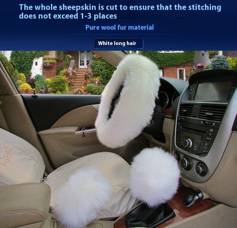 Pure Wool Car Steering Wheel Cover Three-piece Set