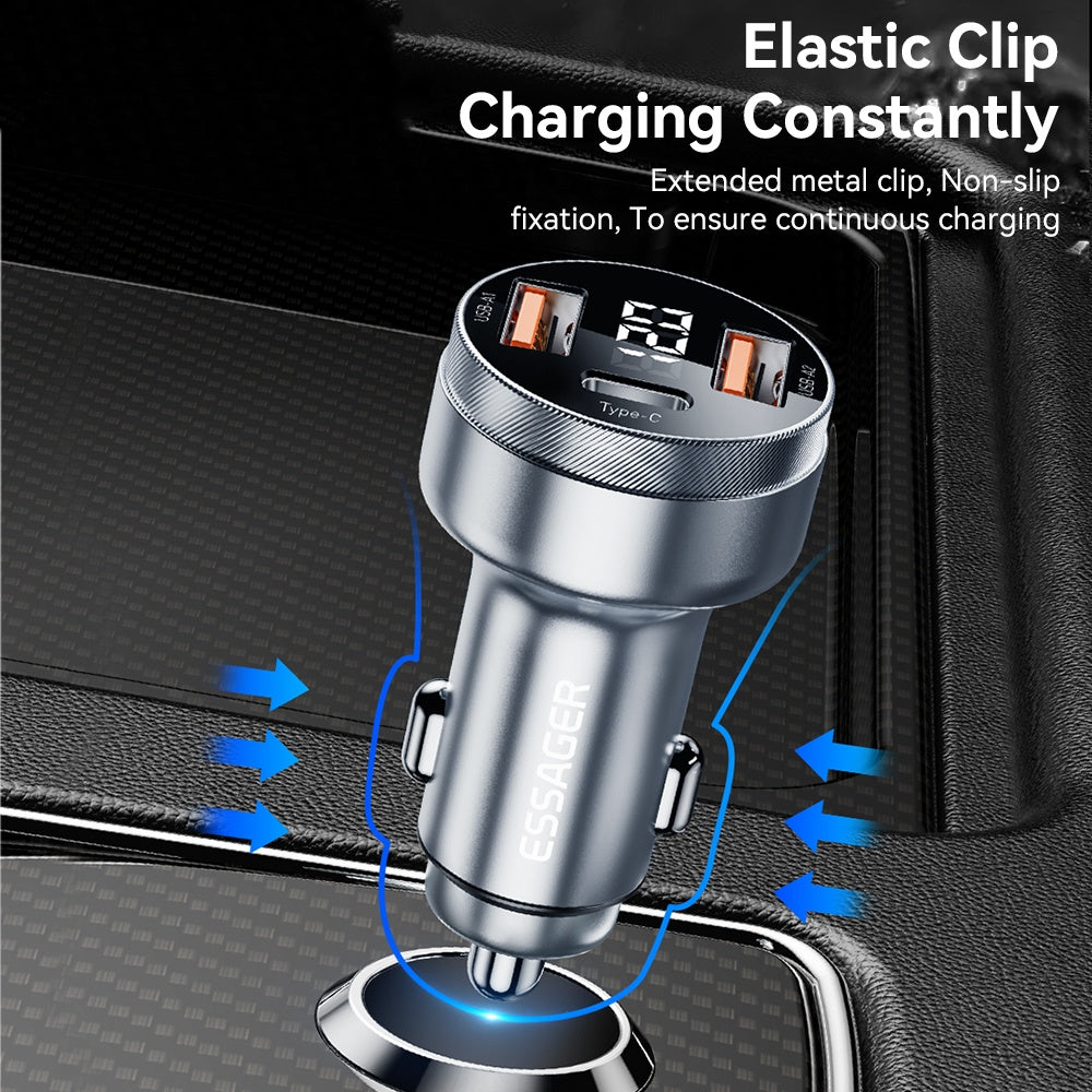 Aluminum Alloy Digital Display Car Charger Cigarette Lighter