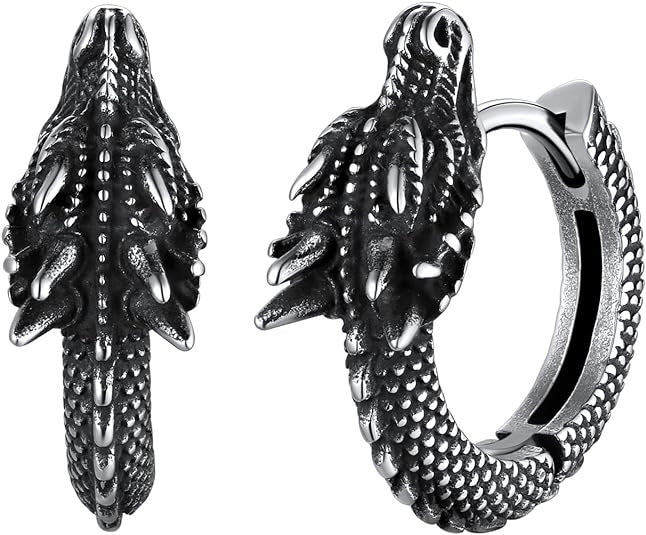 Stainless Steel Dragon Earrings Punk Hip Hop Personality