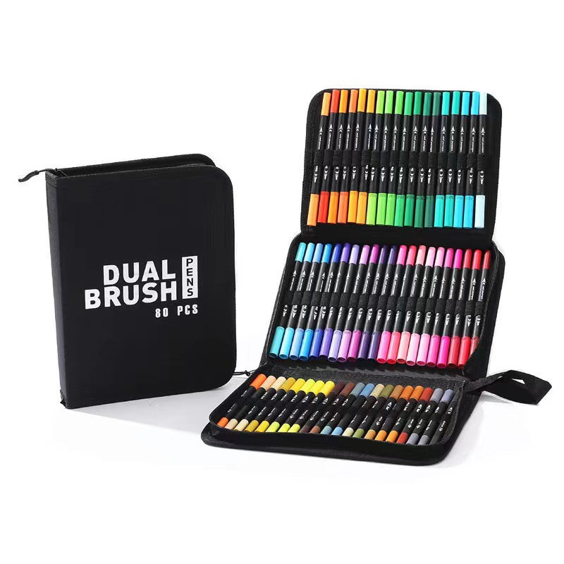 Double-headed Mark Watercolor Pens Set Color Hook Line Painting Soft-headed Pen
