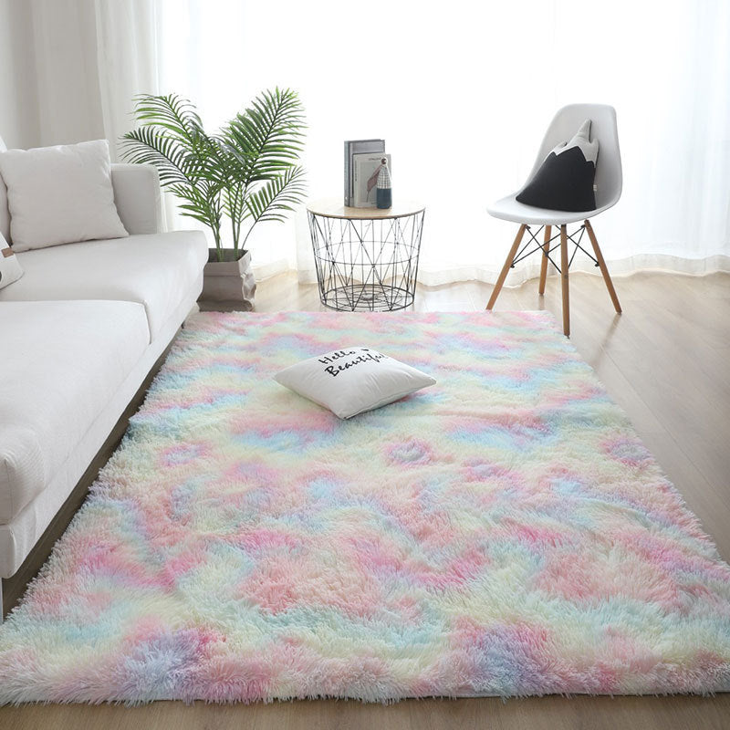 Silk Hair Tie-dyed Carpet Hair Plush Living Room Bedroom And Household
