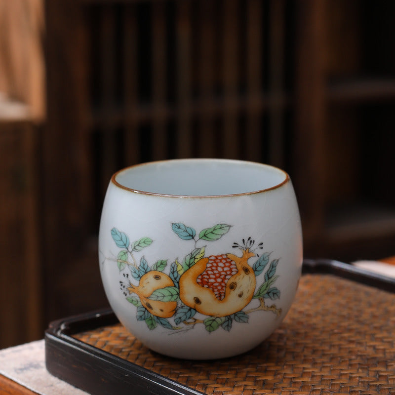 Ceramic Personal Tea Cup Gracked Glaze Supportable Tea Cup