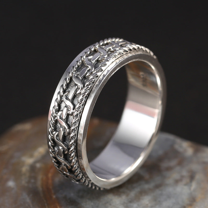 Vintage Thai Silver Jewelry Hemp Rope Ring