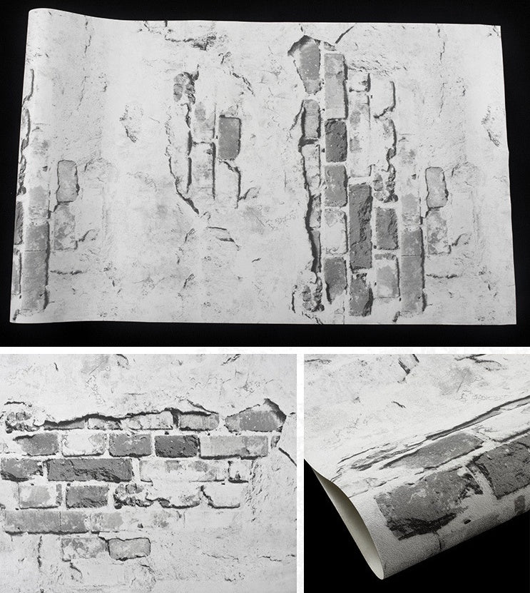 Retro Nostalgic Grey Cement Brick Wall Background Wall Wallpaper