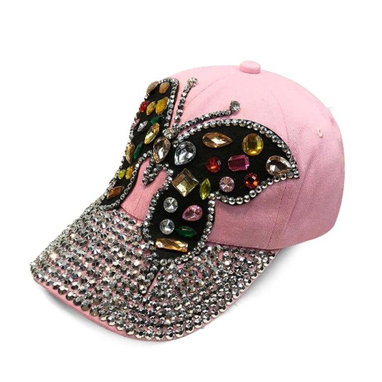 Autumn And Winter Handmade Butterfly Rhinestone Baseball Cap