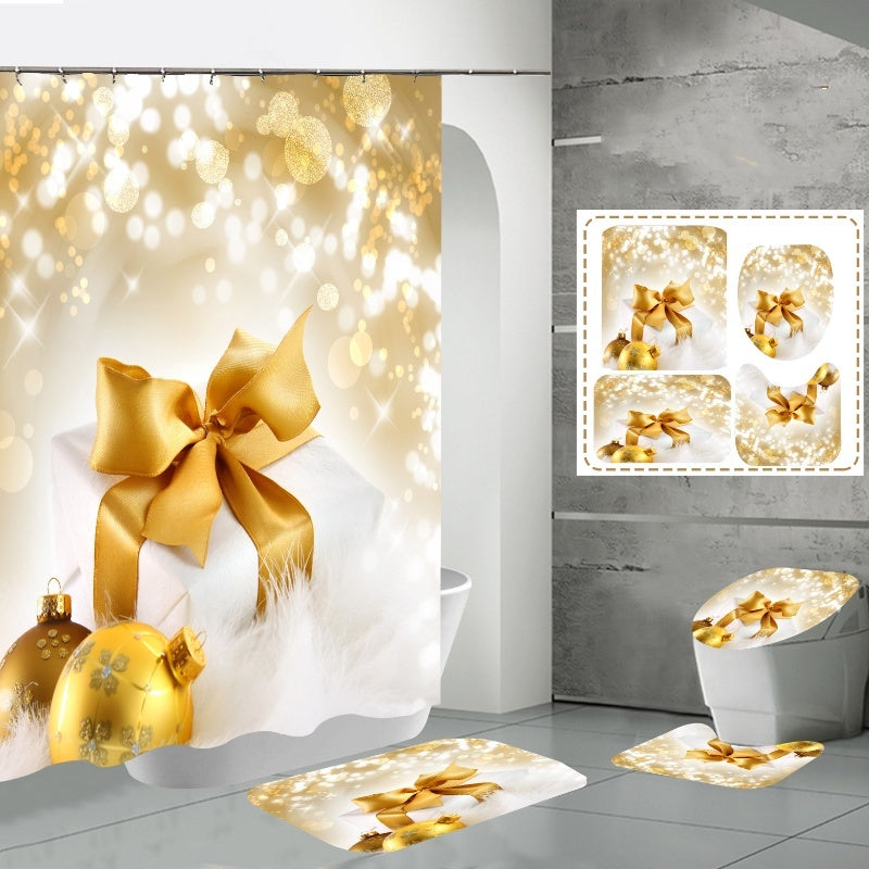 Printed Waterproof Polyester Bathroom Jingling Bell Partition Shower Curtain