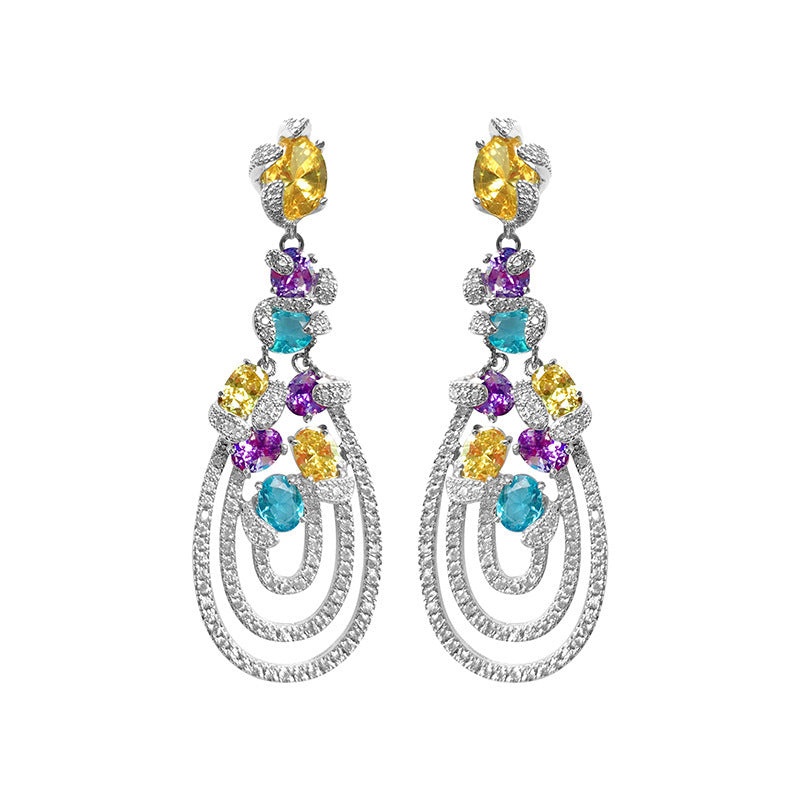 Tassel Earrings Long Drop-shaped Dinner Earrings Silver Needle Stud Earrings