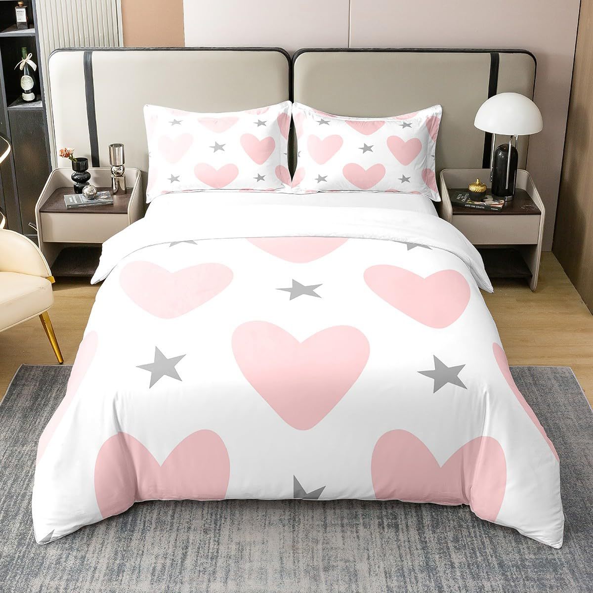 Simple Little Heart Quilt Cover Bedding Three-Piece Set