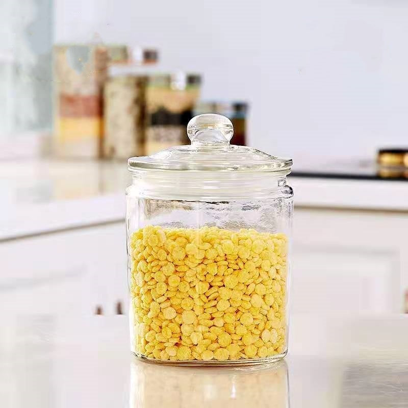 Bocal en verre épaissi pour thé, fruits secs, céréales et aliments médicinaux