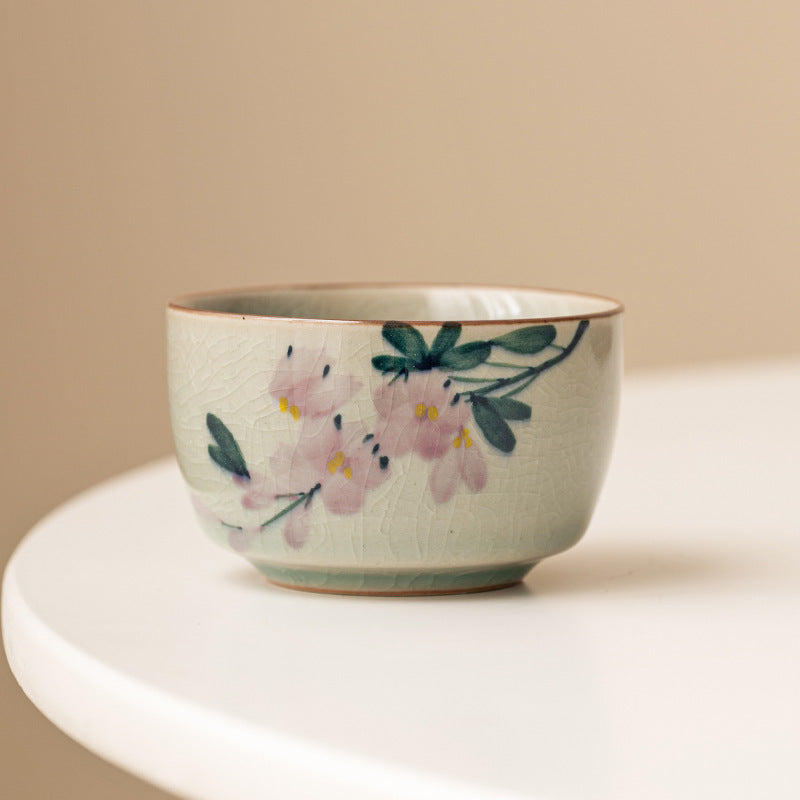 Pure Hand Drawing Borneol Magnolia Master Cup Household Ceramic Cup Tea Brewing Cup