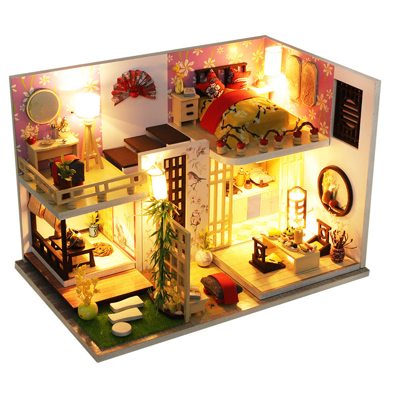 Cottage Bamboo Maple Small House Wooden Duplex Loft Villa Model