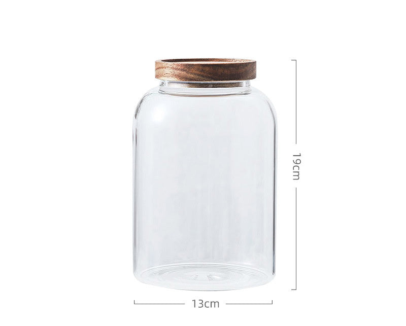 Grand bocal de rangement avec couvercle en bois d'acacia