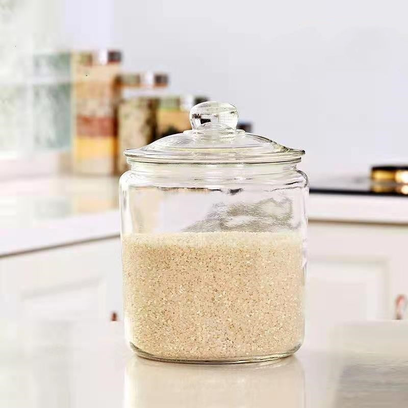 Bocal en verre épaissi pour thé, fruits secs, céréales et aliments médicinaux