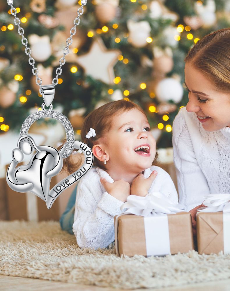 Mother's Day Ornament Heart-shaped Mother-child Pendant Necklace
