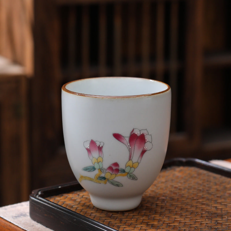 Ceramic Personal Tea Cup Gracked Glaze Supportable Tea Cup