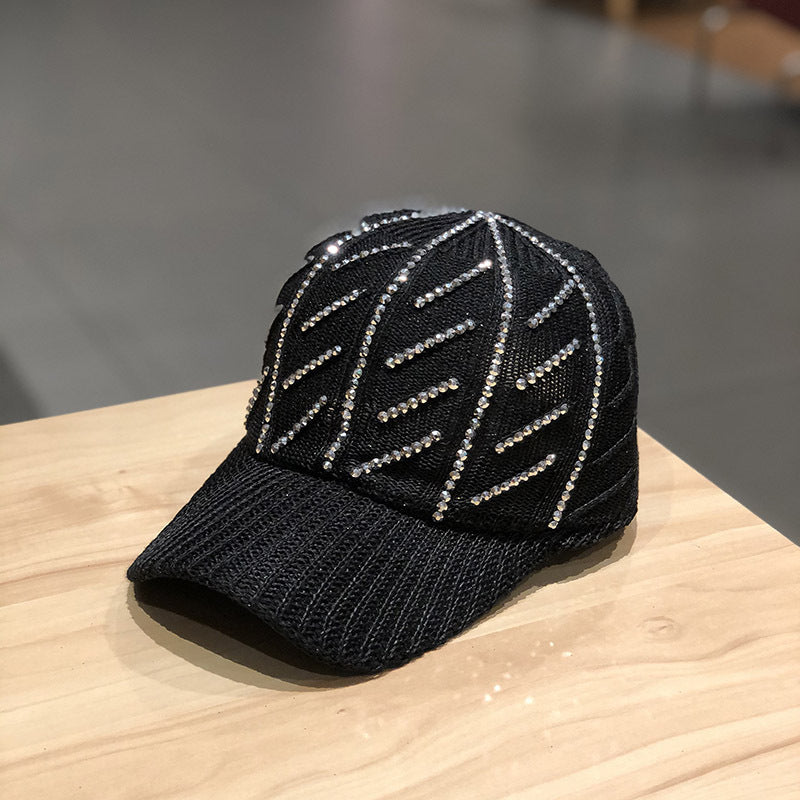 Mesh Knitted Baseball Cap With Drill