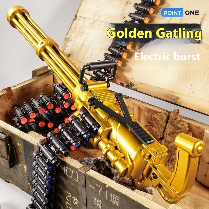 60CM Electric Continuous Hair Gold Gatling Children Toy Gun