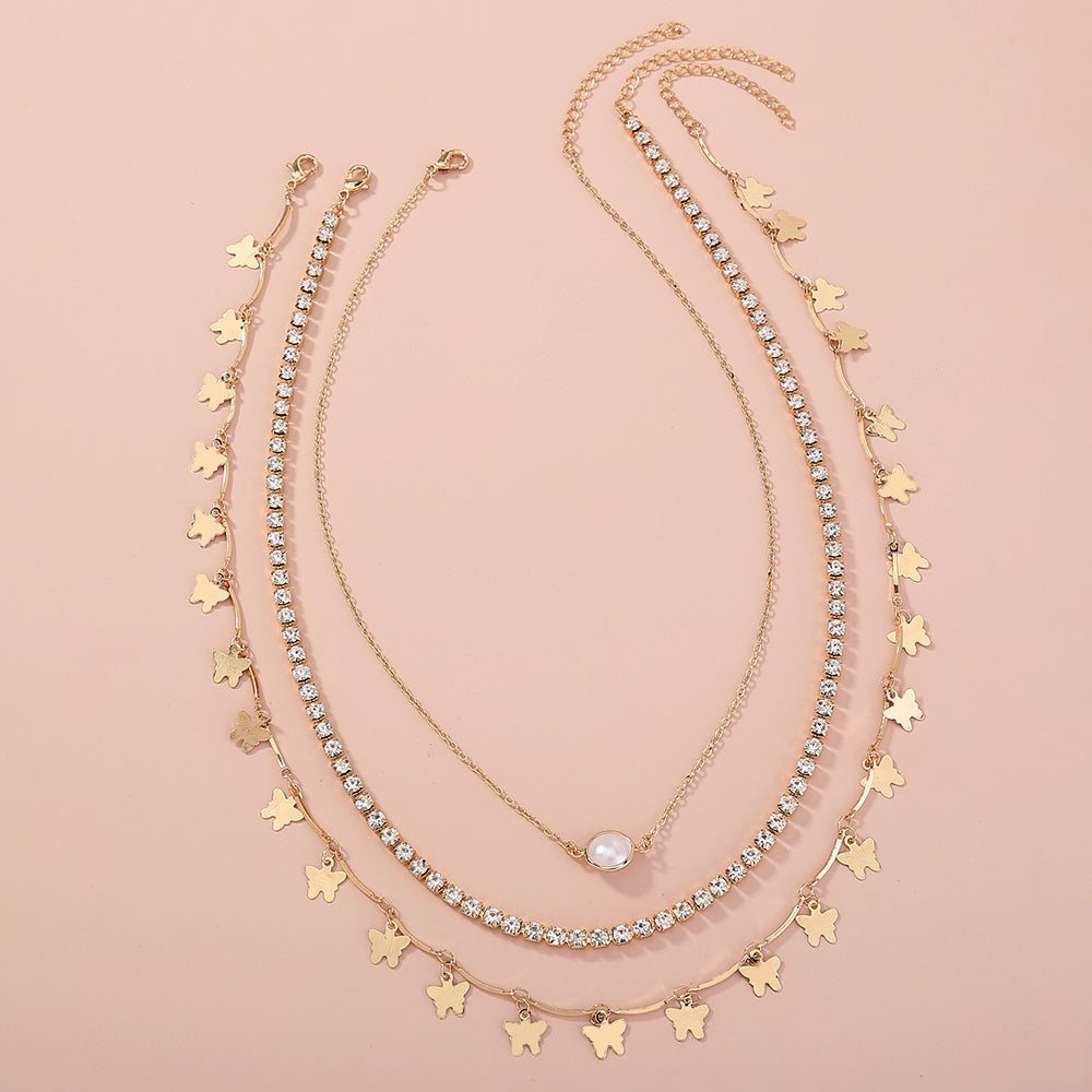 Butterfly Zircon multi-layer necklace