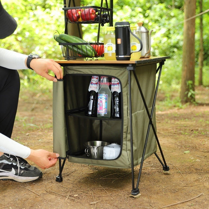 Outdoor Camping Folding Storage Cabinet Table