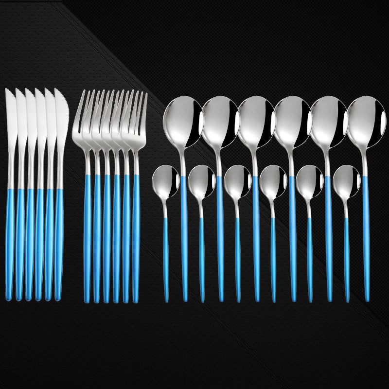 Stainless Steel 24 Pieces Set Spoon And Fork Western Cutlery