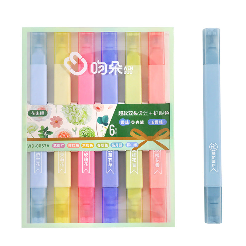 Fragrant Double-headed Fluorescent Pen Ins Girl's Heart Hand Account Watercolor Student Good-looking Key Boxed Marking Pen