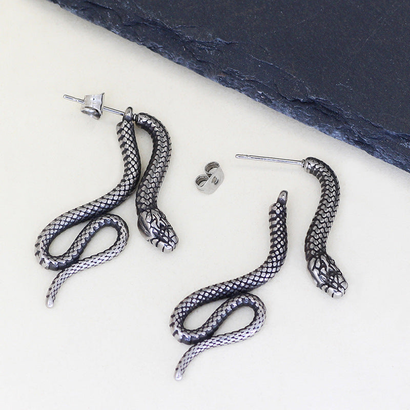 Serpentine Stud Earrings For Men And Women Titanium Steel