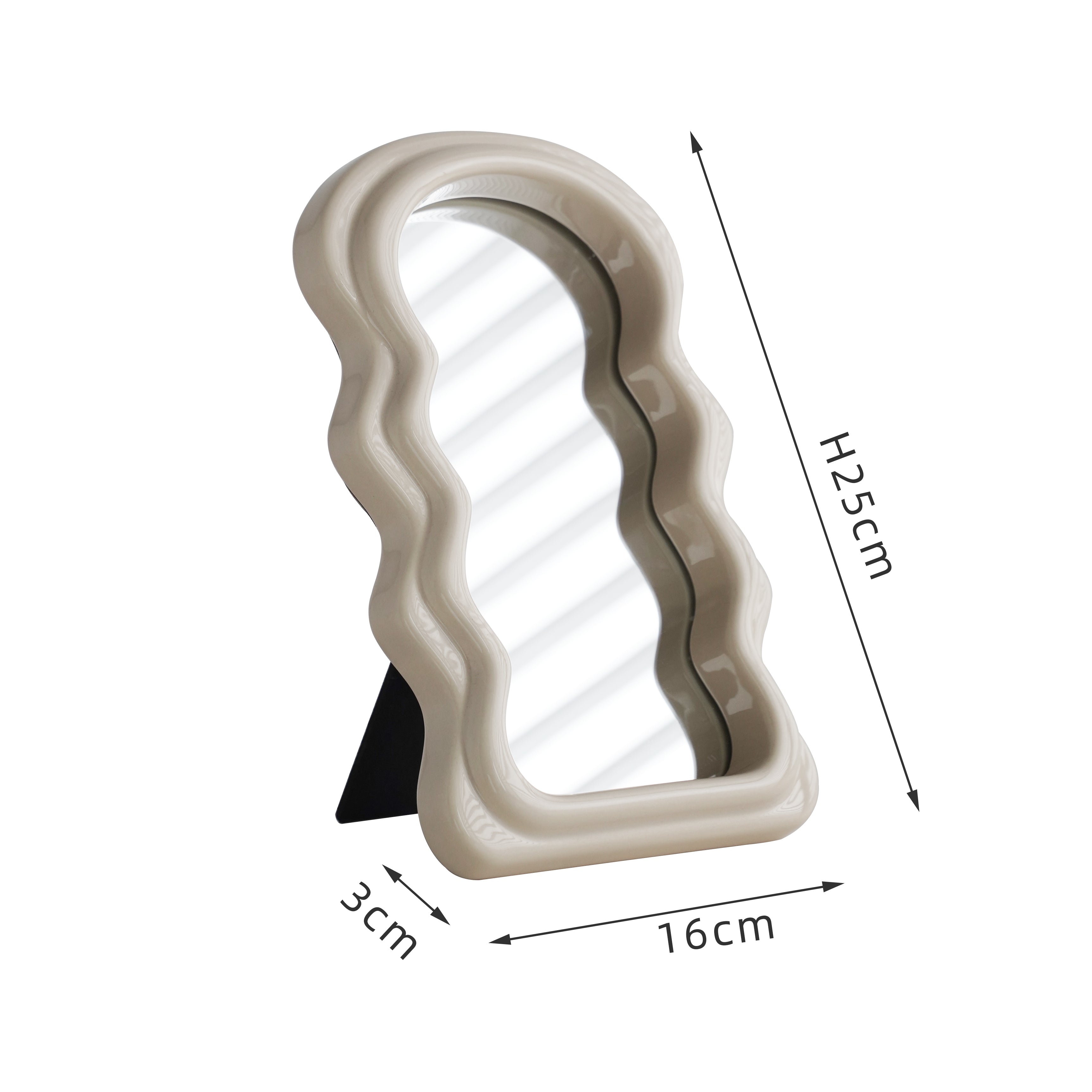 Wave Minimalist Modern Desktop Contoured Makeup Mirror