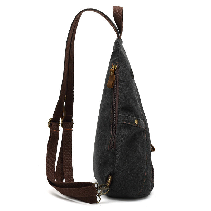 Sac de Poitrine en Toile pour Homme Grande Capacité Loisirs
