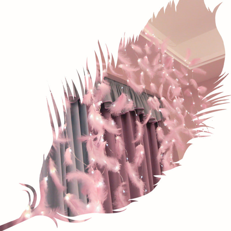 Indoor Decorative Feather Led Copper Wire Curtain Light