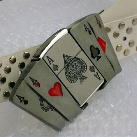 Men's And Women's Poker Riveted Lighter Belts
