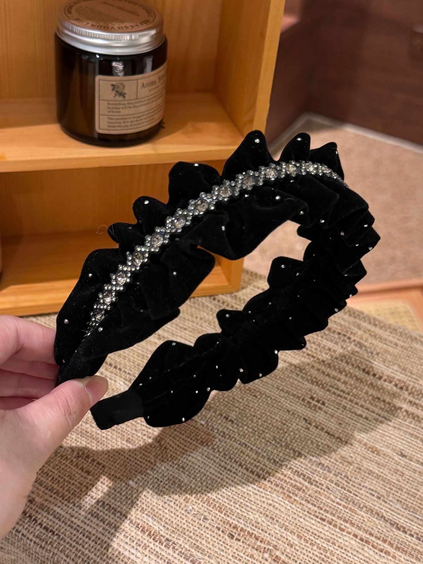 Headband High Skull Top Retro Black Full Diamond Broken Hair