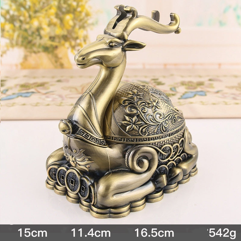 Creative 5D Money Deer Metal Ashtray Household Seal With Cover